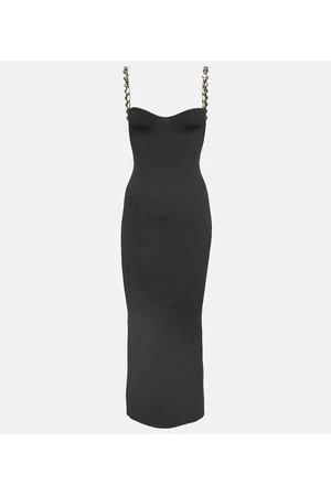 GALVAN Vestido midi Globe Chain Wave acanalado