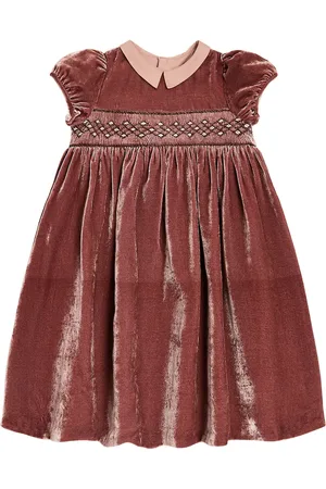 BONPOINT Vestido Blossom de terciopelo bordado