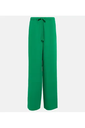 VALENTINO Pantalones anchos de seda en tiro alto
