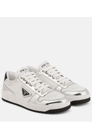 Prada Zapatillas Downtown de piel con logo