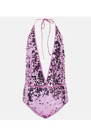 Oseree Oséree Bañador con cuello halter y lentejuelas