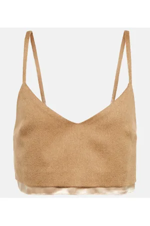 Miu Miu Top lencero en pelo de camello