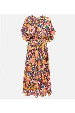 ERES Vestido midi Piment de algodón y seda floral