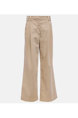 Brunello Cucinelli Pantalones anchos de algodón plisados