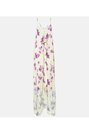 Jil Sander Vestido largo floral con volantes