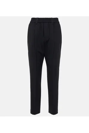 Brunello Cucinelli Pantalones de mezcla de lana con tiro alto