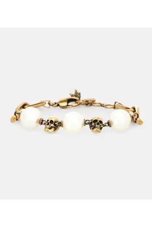 Alexander McQueen Pulsera de cadena con perlas sintéticas