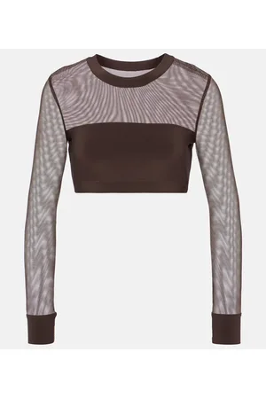 Norma Kamali Crop top con paneles de malla