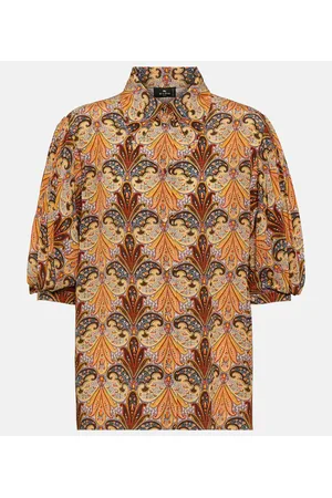 Etro Top de seda estampado