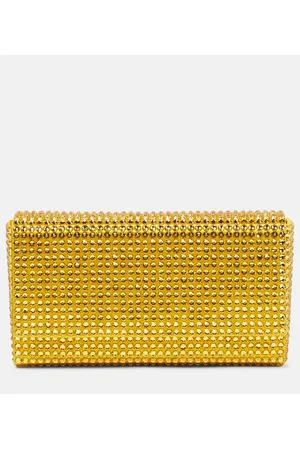 Amina Muaddi Clutch Paloma Micro de satén adornado