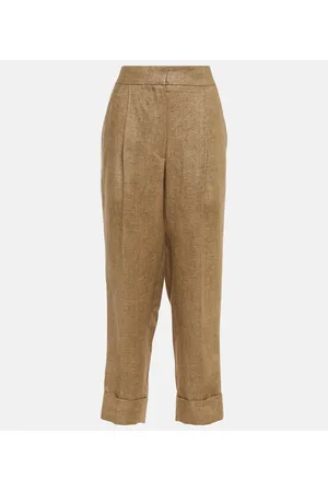 Brunello Cucinelli Pantalones tapered de lino en tiro medio