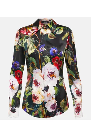 Dolce & Gabbana Camisa de satén de mezcla de seda floral