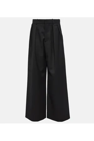 WARDROBE.NYC Pantalones anchos de lana virgen con tiro bajo