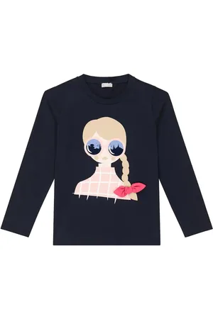 Il gufo Camiseta en jersey de algodón estampada