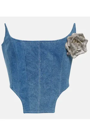 GIUSEPPE DI MORABITO Bustier en denim con aplique
