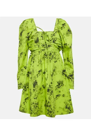 Ganni Vestido corto de algodón estampado