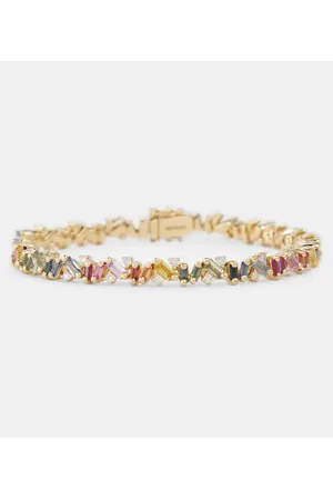 Suzanne Kalan Pulsera Fireworks en oro amarillo de 18 ct con diamantes y zafiros