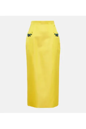 Miss Sohee Falda midi Iris de terciopelo adornado
