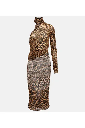 MUGLER Vestido corto de malla con aberturas