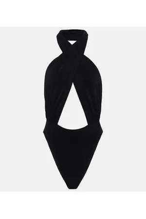 Norma Kamali Body de cuello halter cruzado