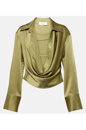 BLUMARINE Camisa cropped de satén