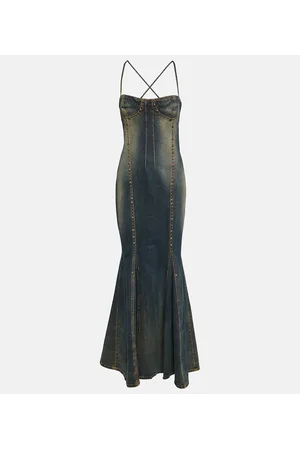 BLUMARINE Vestido de fiesta en denim adornado