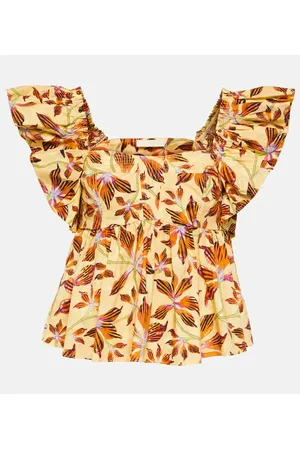 ULLA JOHNSON Top Romi en popelín de algodón floral