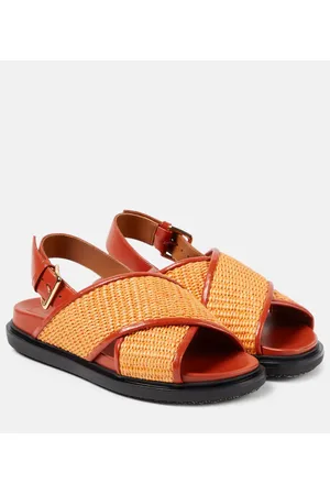 Marni Sandalias Fussbet de efecto rafia con piel