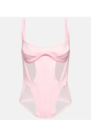 MUGLER Bustier con paneles de tul