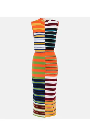 Marni Vestido midi de lana a rayas
