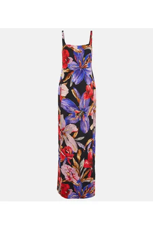 DRIES VAN NOTEN Vestido largo floral en mezcla de seda