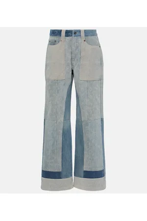 Marine Serre Jeans anchos patchwork de tiro alto