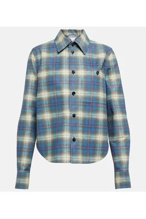 Bottega Veneta Camisa de piel a cuadros