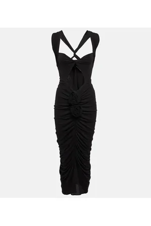 MAGDA BUTRYM Vestido midi fruncido con abertura
