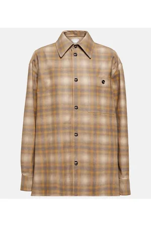 Bottega Veneta Camisa de piel a cuadros