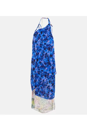 DRIES VAN NOTEN Vestido mini floral con un solo hombro