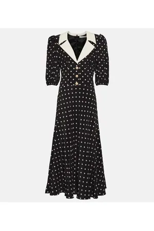 Alessandra Rich Vestido midi de seda con lunares
