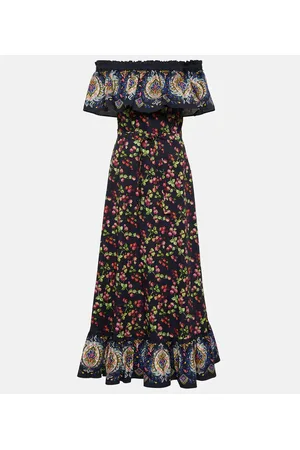 Etro Vestido largo en mezcla de algodón estampado