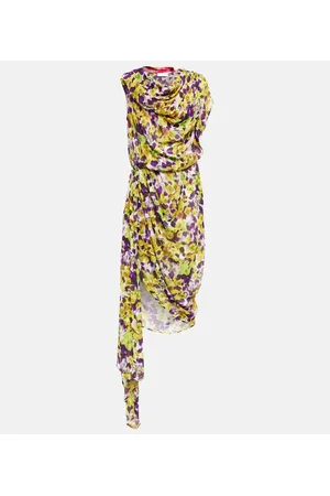 DRIES VAN NOTEN Vestido midi floral fruncido
