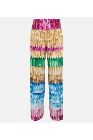VALENTINO Pantalones anchos de seda estampados