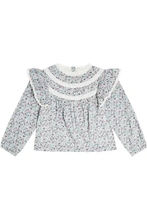 Louise Misha Top Janipa de algodón floral con encaje