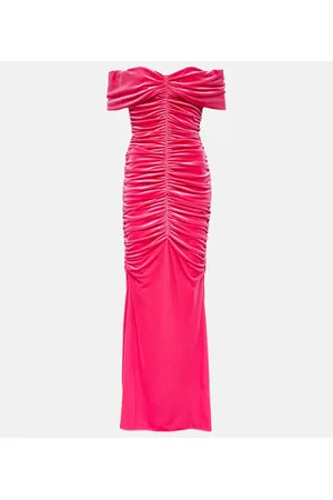 MONIQUE LHUILLIER Vestido de fiesta de terciopelo fruncido