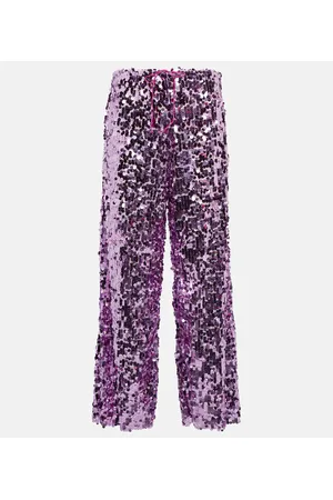 Oseree Oséree Pantalones anchos de tiro alto con lentejuelas