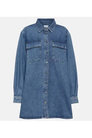 Frame Vestido camisero de denim de algodón