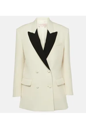 VALENTINO Blazer cruzado de crepé de mezcla de lana