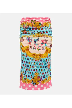 VERSACE Falda midi drapeada y estampada