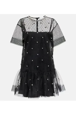 RED Valentino Vestido corto de plumeti adornado