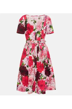 Oscar de la Renta Vestido midi floral con cuello redondo