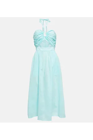 Marysia Vestido midi de algodón con abertura