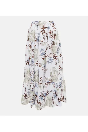 Erdem Falda midi Olympia de lino estampada